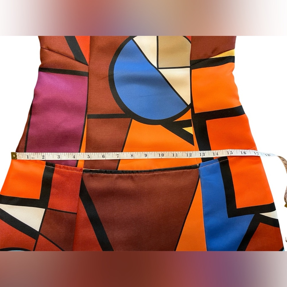 EUC Retro Geometric Print Sleeveless  A Line Mondrian Style Op Art Dress Small - Picture 13 of 16